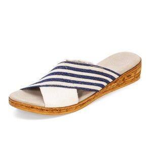 CHARLESTON SHOE CO. Blue and White Striped Sandals